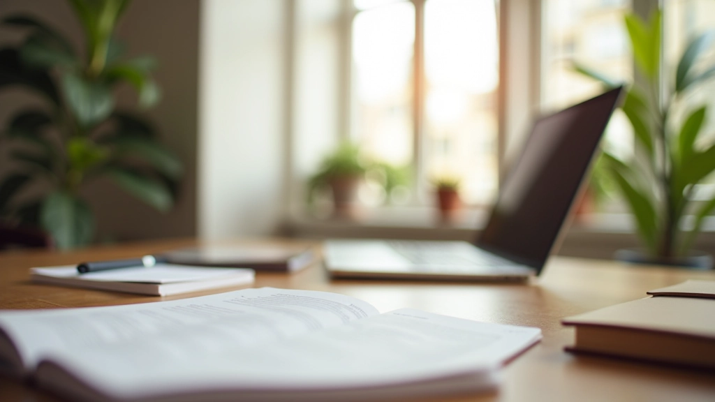 Ambiente de trabalho moderno com computador e materiais de planejamento organizados